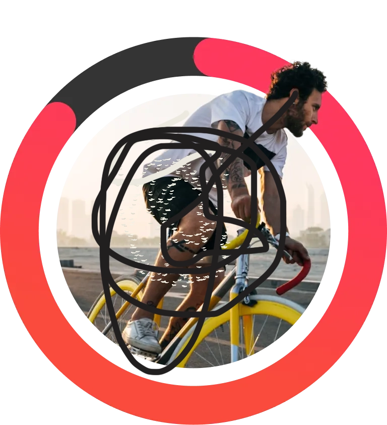 A loading ring with a person riding a bike